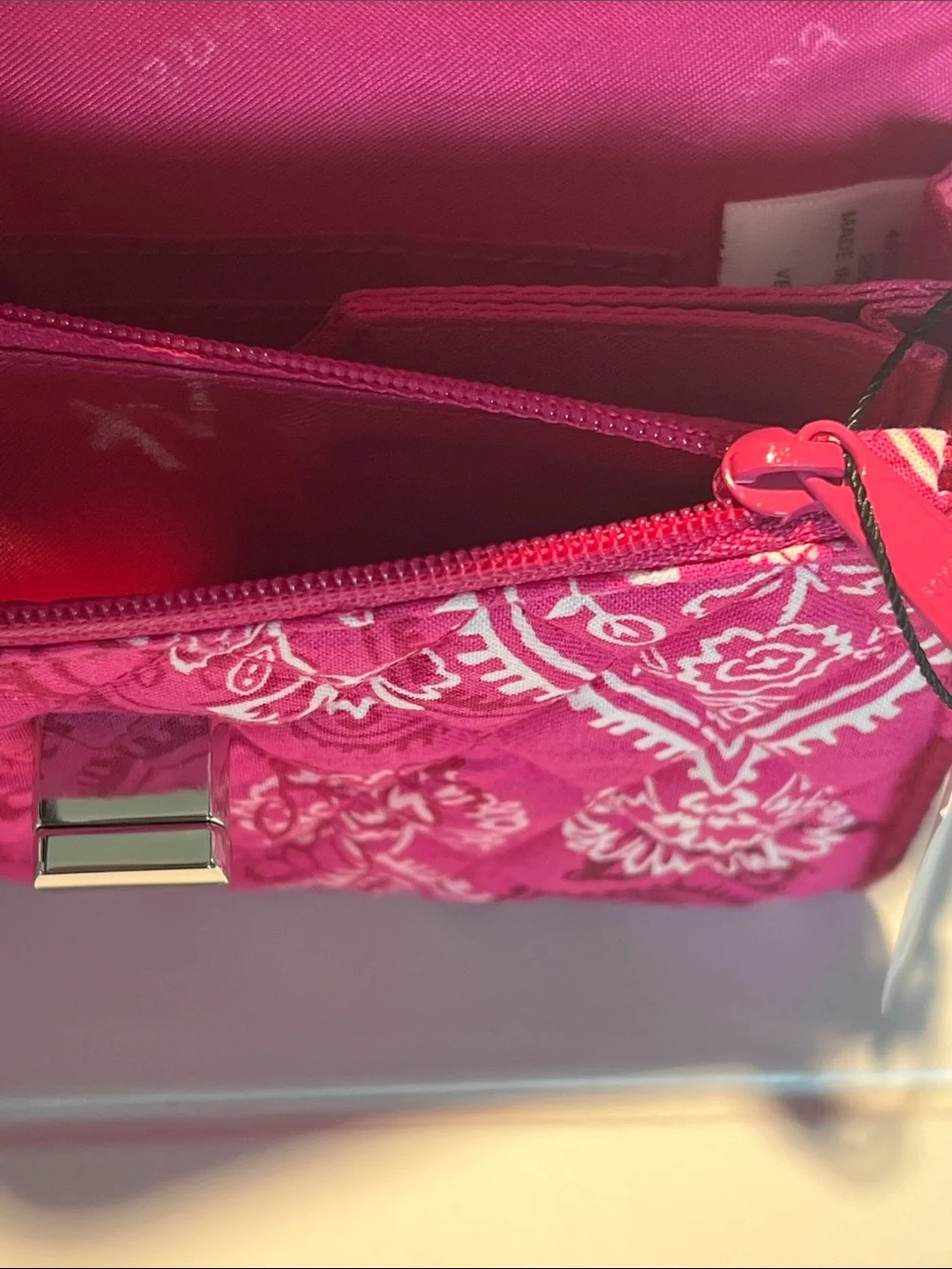 Vera Bradley Hot Pink Quilted Paisley Envelope Clutch